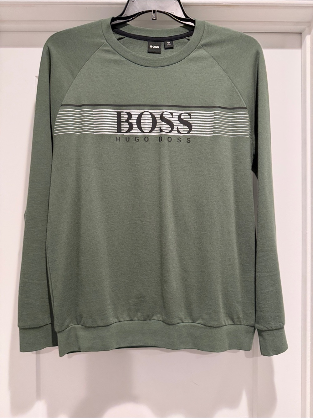 Hugo Boss Olive Green Logo Crewneck Sweatshirt